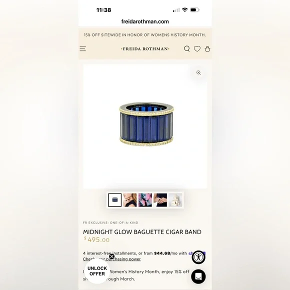 Freida Rothman City Lights Baguette Cigar Band Ring in Black and Gold Size 7 - Picture 9 of 11